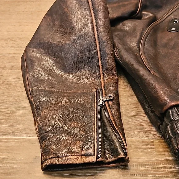 Harley Davidson Mens Brown Leather Jacket with lining. - Picture 5 of 5